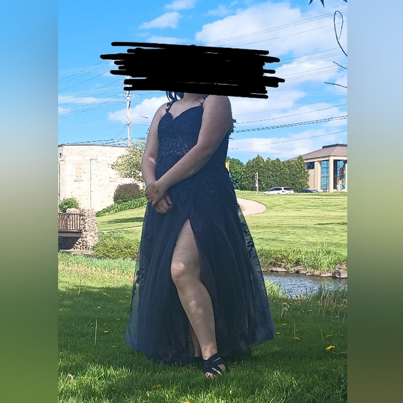 Stormy Blue Prom Dress Plus Size, 18W - Picture 4 of 10